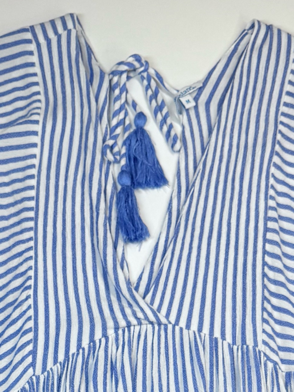 Blue Island Striped Tassel Tie Beach Swim Coverup Dress Size M - Picture 9 of 11